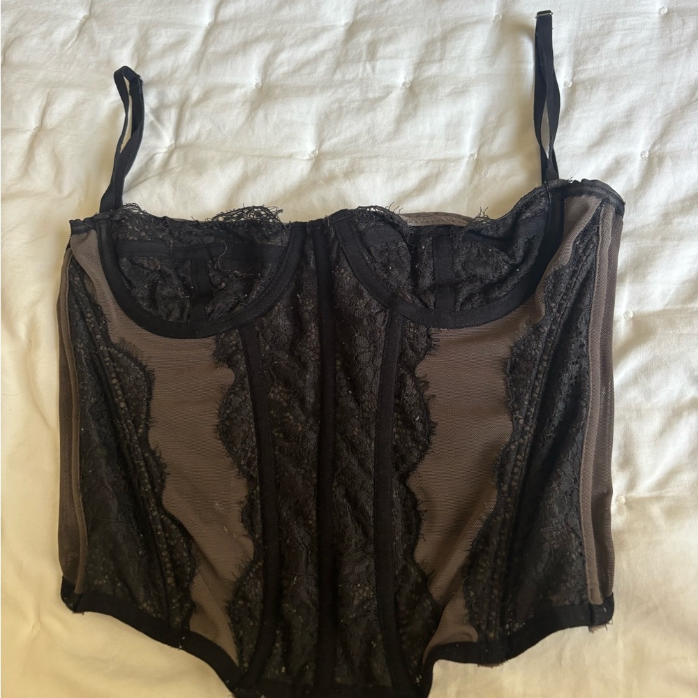 Urban Outfitters Black Lace Bustier Top